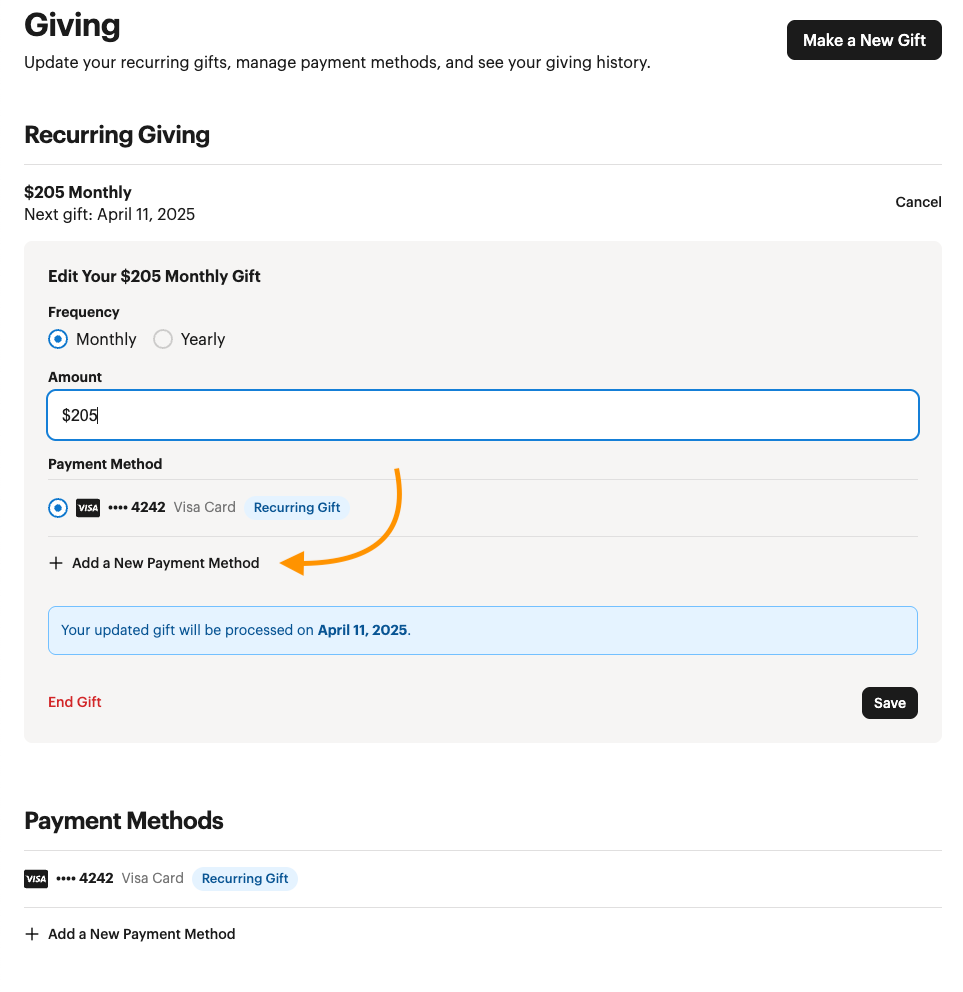 update payment method