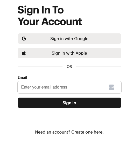 Account sign in- web