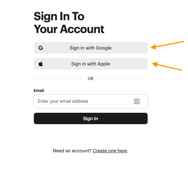 Sign in- Google or Apple